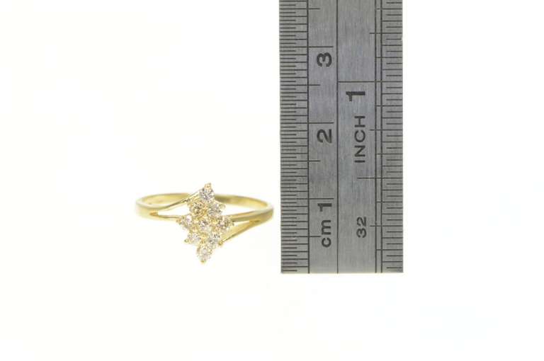 14K Yellow Gold Squared Classic Cluster Statement Ring