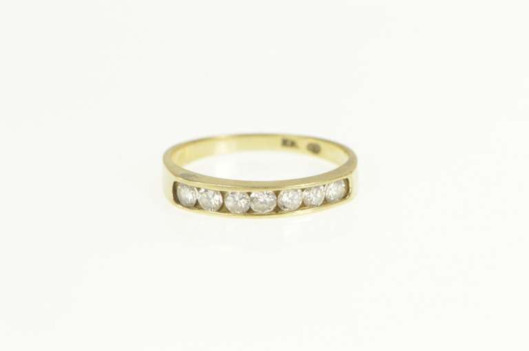 10K Yellow Gold Classic Channel Wedding Band Cubic Zirconia Ring