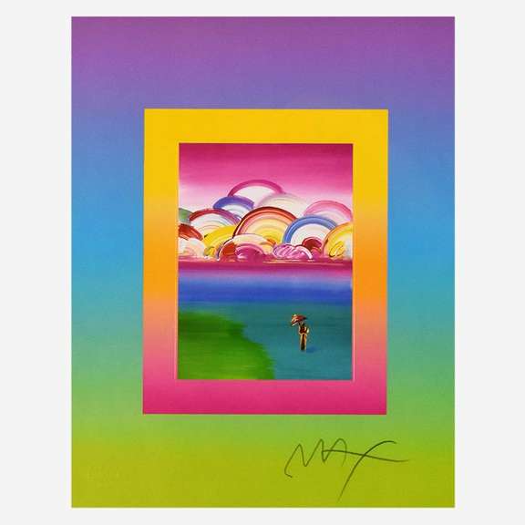 Umbrella Man with Rainbow Sky on Blends by Peter Max