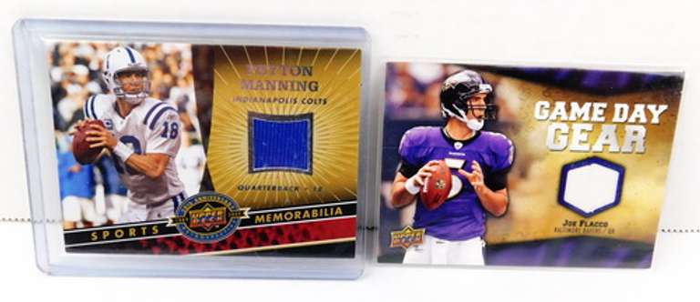 2 Upper Deck Memorabilia Football Cards