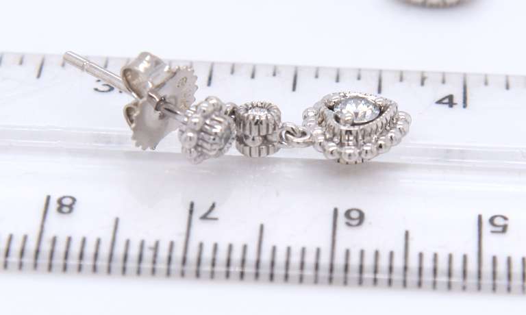 Brilliant White Gold Diamond Heart Shaped Dangle Earrings