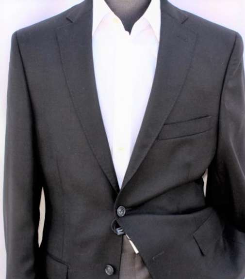 Black Color Textured Modern Fit Notch Lapel Sport Coat