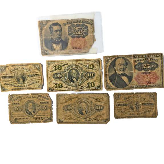 7 Asssorted Fractional Currency Notes