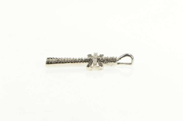 10K White Gold 0.60 Ctw Black & White Diamond Cross Pendant