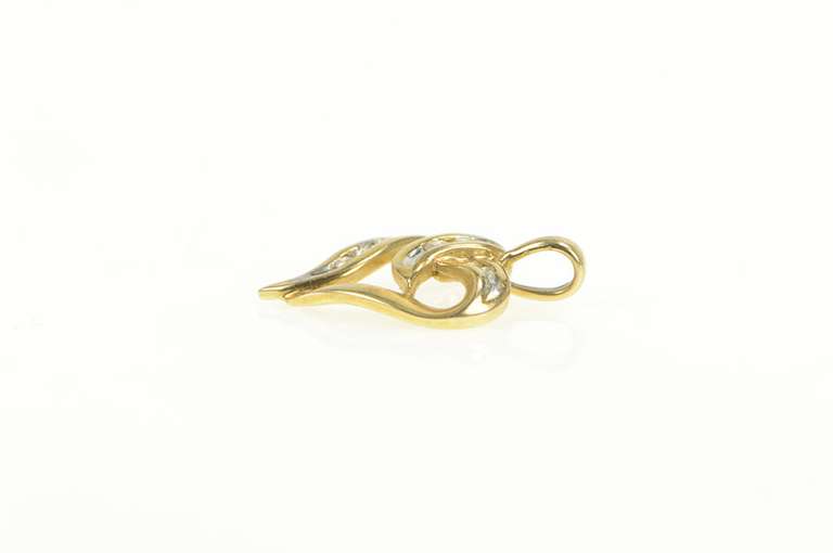 10K Yellow Gold Curvy Diamond Heart Love Symbol Valentine Pendant