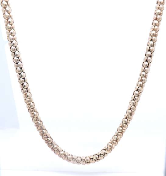 Vintage Italian Sterling Silver Popcorn Chain Necklace