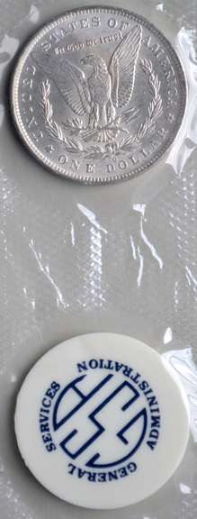 1883 O Blue Envelope GSA Morgan Dollar