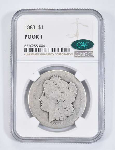 Poor 1 1883 Morgan Silver Dollar - CAC - NGC Low Ball