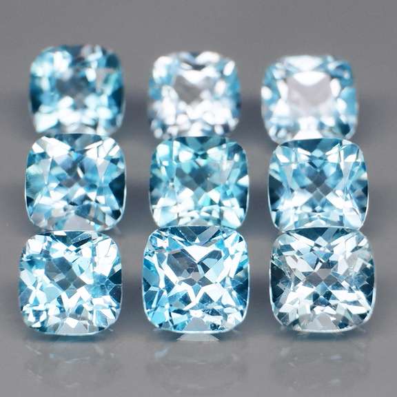 Great quality 10.77ct 9 pc sky blue Topaz set