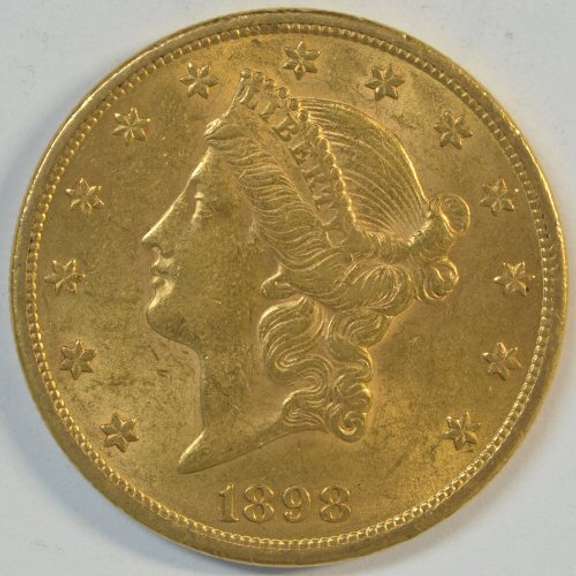 Satiny-fresh 1898-S US $20 Liberty Gold Piece. Full strike