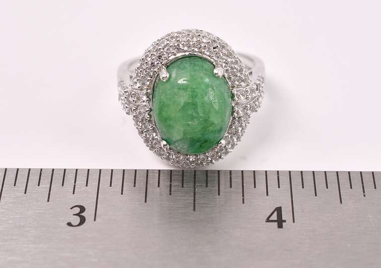Brilliant  6.50 Emerald & 1.50CTW White Sapphire Ring in Sterling Silver