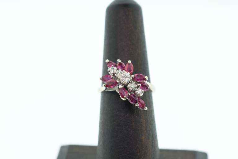 14kt Solid White Gold, Ruby, & Diamond Ring
