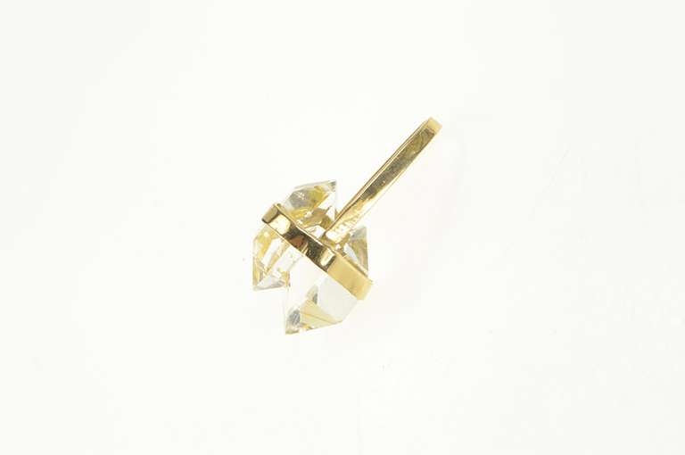 14K Yellow Gold Raw Natural Clear Quartz Crystal Point Charm/Pendant
