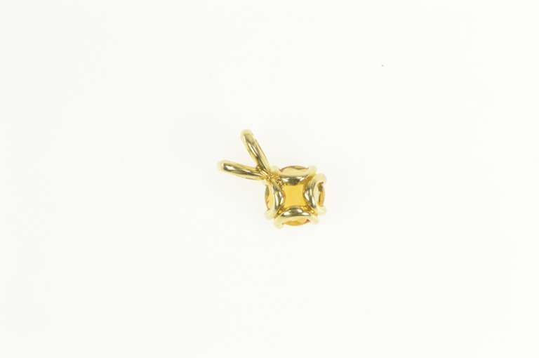 10K Yellow Gold Faceted Cushion Citrine Solitaire Pendant