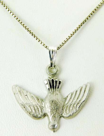 Vintage Silver Holy Spirit Esprit Dove Necklace