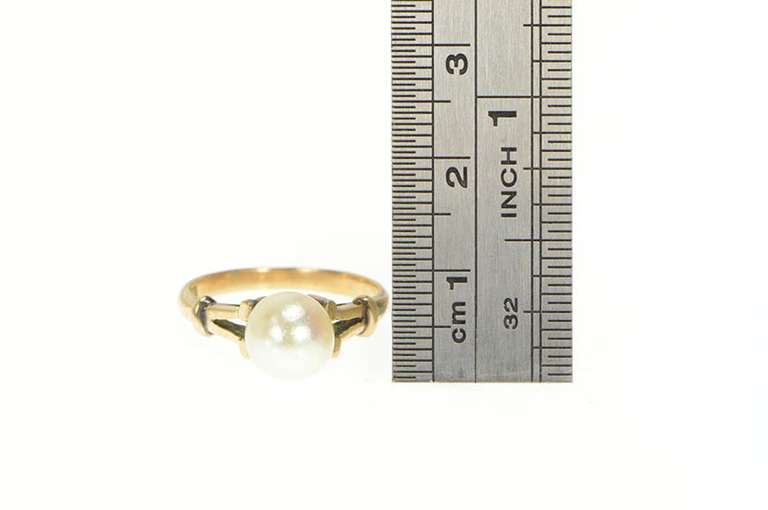 14K Yellow Gold 8.0mm Classic Pearl Simple Statement Ring
