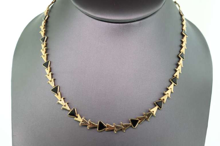 14kt Solid Yellow Gold & Onyx Necklace