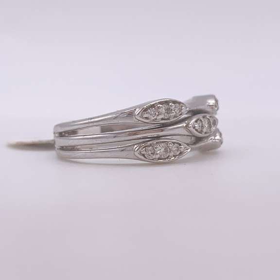 14kt Solid White Gold & Diamond Band Ring