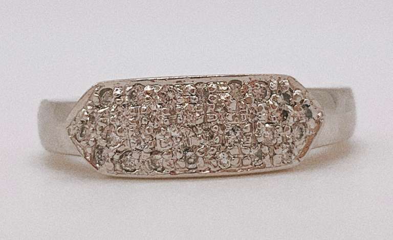 14kt Solid White Gold & Diamond Band Ring