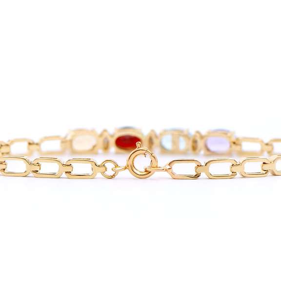 Plated 18KT Yellow Gold 3.85ctw Multi Color Gem and Diamond Bracelet