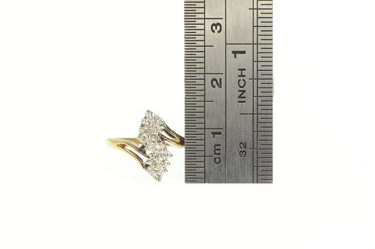 10K Yellow Gold Diamond Cluster Zig Zag Statement Ring