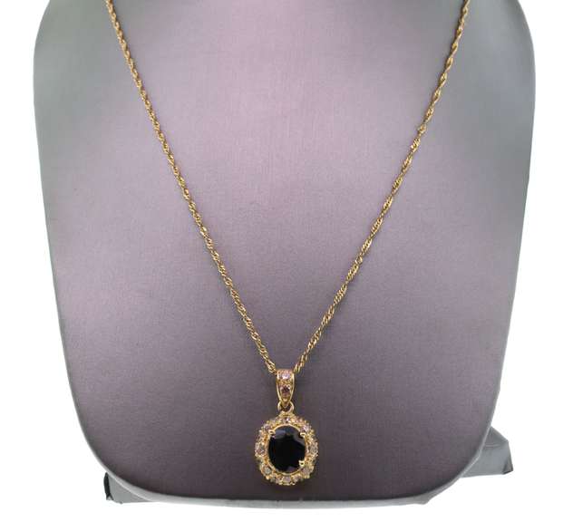 Stunning 14kt Solid Yellow Gold, Diamond, & Blue Sapphire Necklace