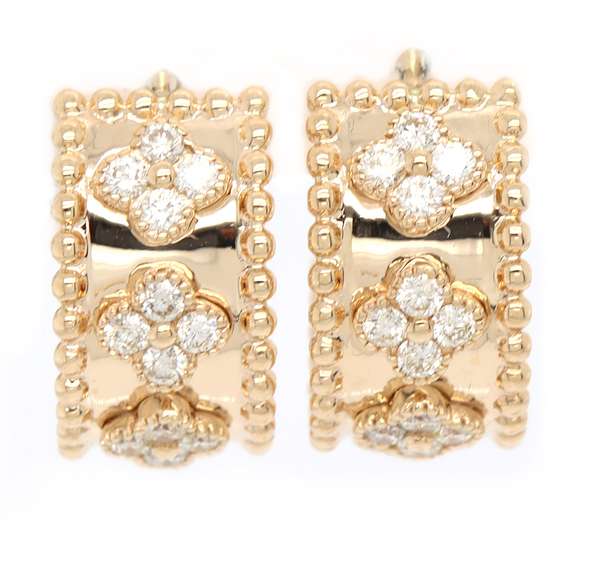 New 1.07ctw Diamond Clover Half Hoop Earrings in 14K