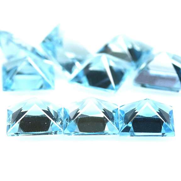 Bright! 10.36ct radiant cut sky blue Topaz set