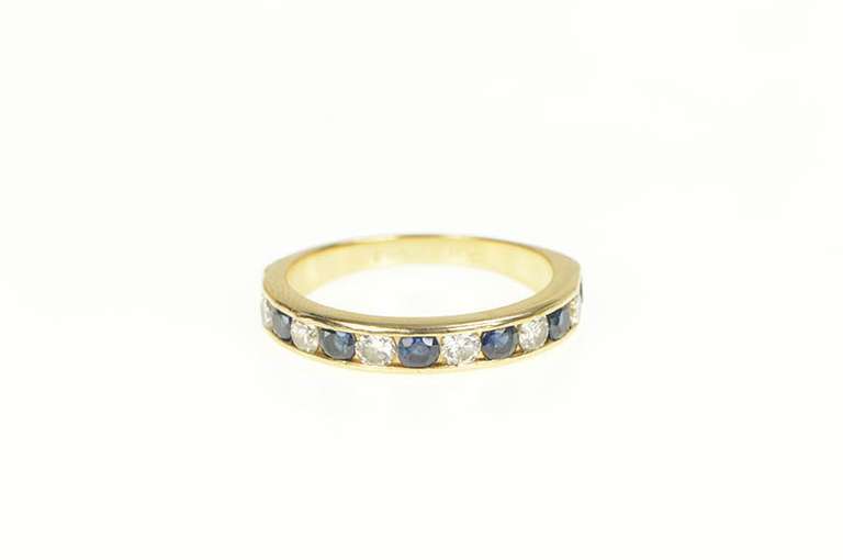 14K Yellow Gold 1.60 Ctw Sapphire Diamond Wedding Band Ring