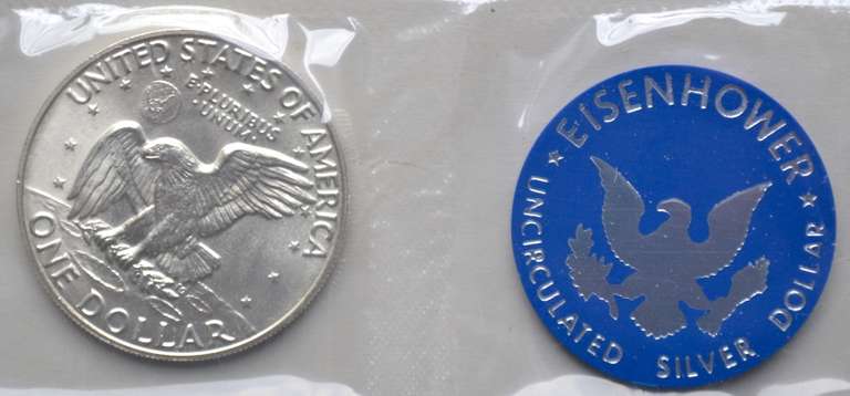 2 1971& 2 1974 Ike Blue Pack Silver Dollars