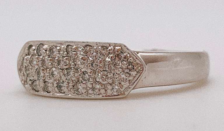 14kt Solid White Gold & Diamond Band Ring