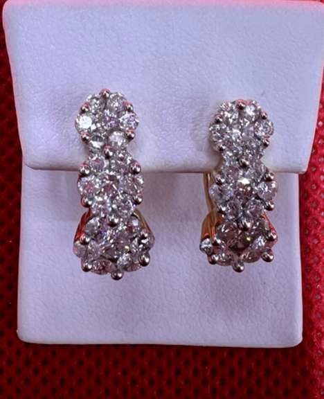 LADIES 14K YELLOW GOLD EARRINGS WITH 2.25 CARATS OF DIAMOND