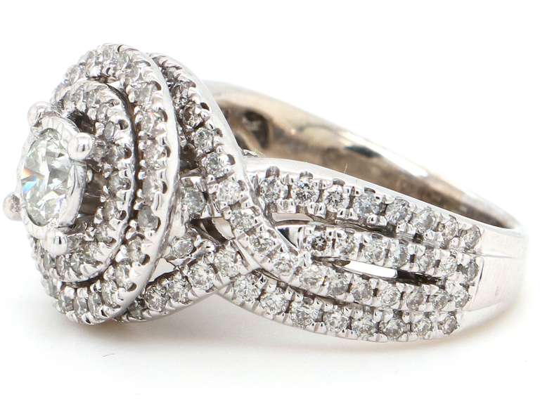 Majestic White Gold Round Diamond Double Halo Enagagement Ring