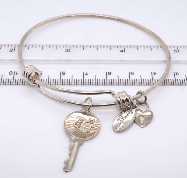 Vintage 925 Sterling Silver Bangle with Charms