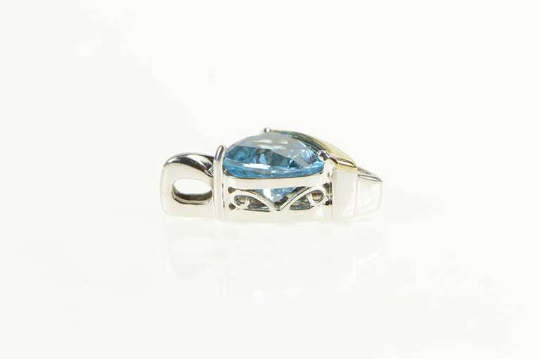 Sterling Silver 14K Trillion Blue Topaz Diamond Accent Pendant
