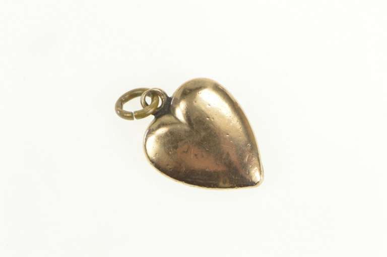 14K Yellow Gold Victorian Thistle Forget Me Not Heart Charm/Pendant