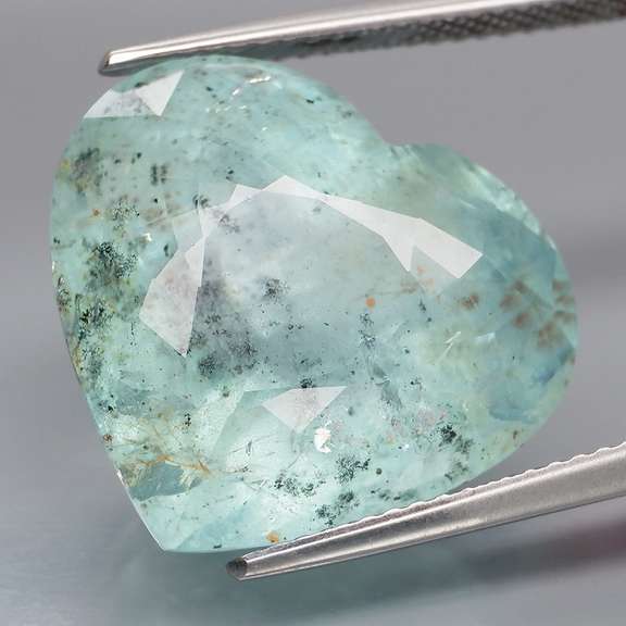 Heart cut! 17.95ct untreated sea blue Aquamarine