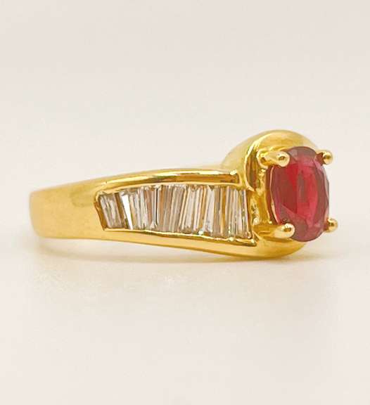 18kt Solid Yellow Gold, Ruby, & Diamond Ring