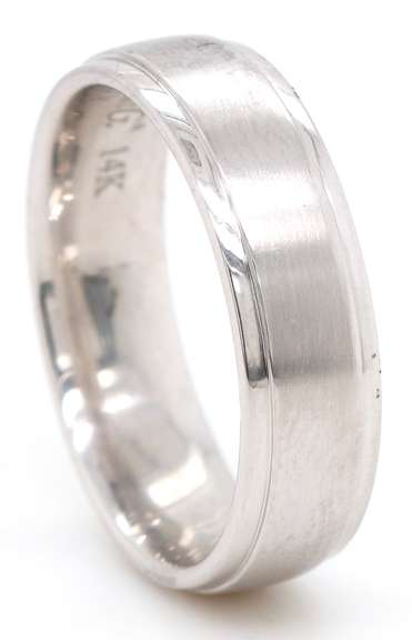 Simon G Brushed Wedding Band Ring in 14K
