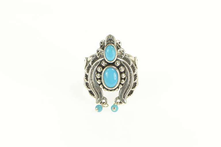 Sterling Silver Carolyn Pollack Relios Turquoise Dangle Ring
