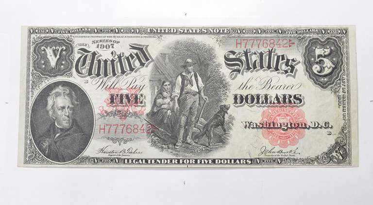 1907 $5.00 Washington, D.C. - WoodChopper - United States Large Note