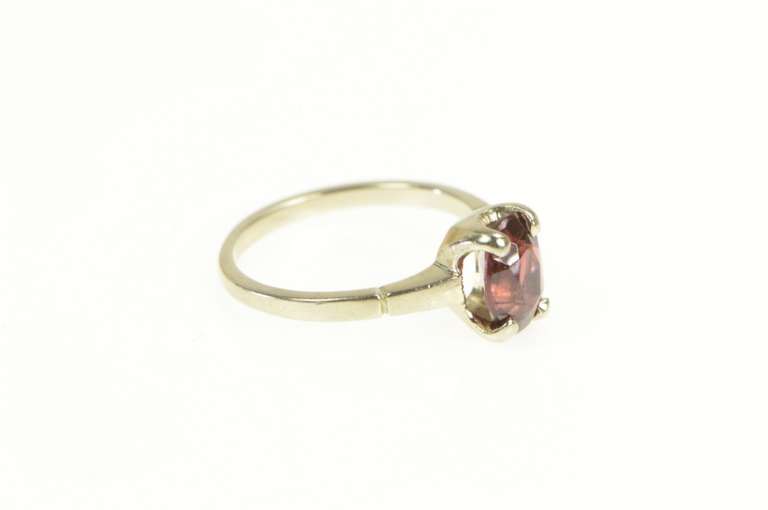 14K White Gold 1.40 Ct Oval Natural Garnet Solitaire Ring