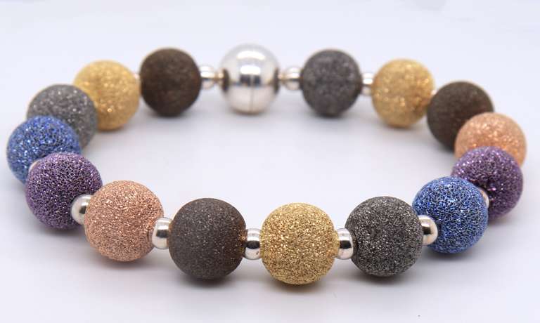 Italian 925 Sterling Silver Milop Multi Color Bracelet