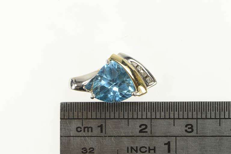 Sterling Silver 14K Trillion Blue Topaz Diamond Accent Pendant