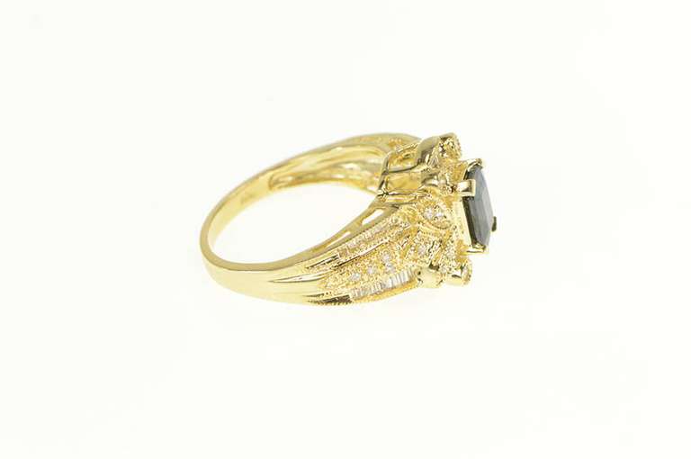 14K Yellow Gold 1.70 Ctw Emerald Sapphire Diamond Engagement Ring