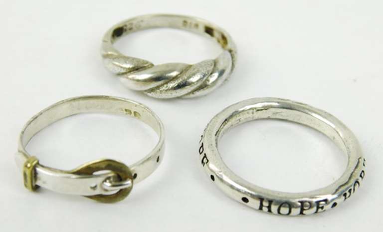 3 Sterling Silver Bands/Rings, Size 6