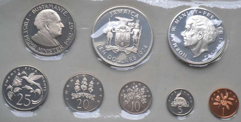 Sharp Proof 8 Coin 1974 Jamaica Proof Set