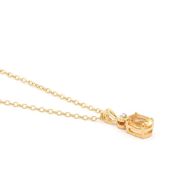 Plated 18KT Yellow Gold 1.03ctw Citrine and Diamond Pendant with Chain