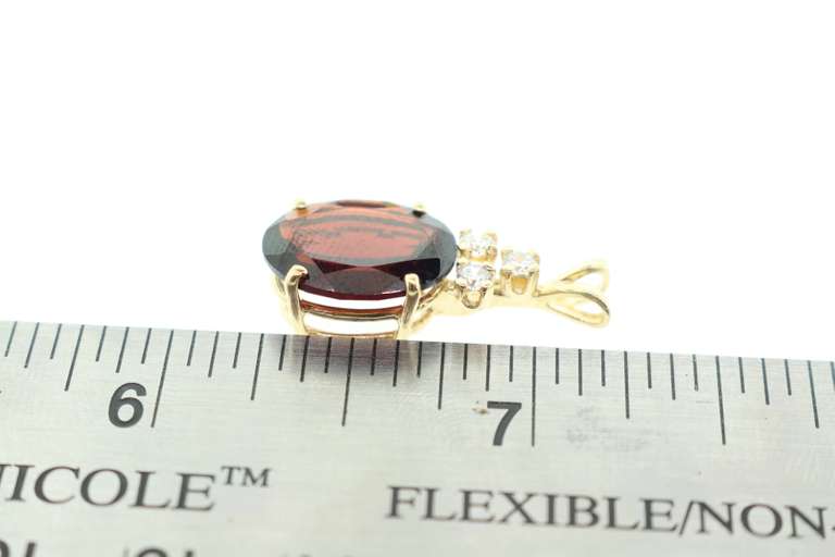 14kt Solid Yellow Gold, Garnet, & Diamond Pendant