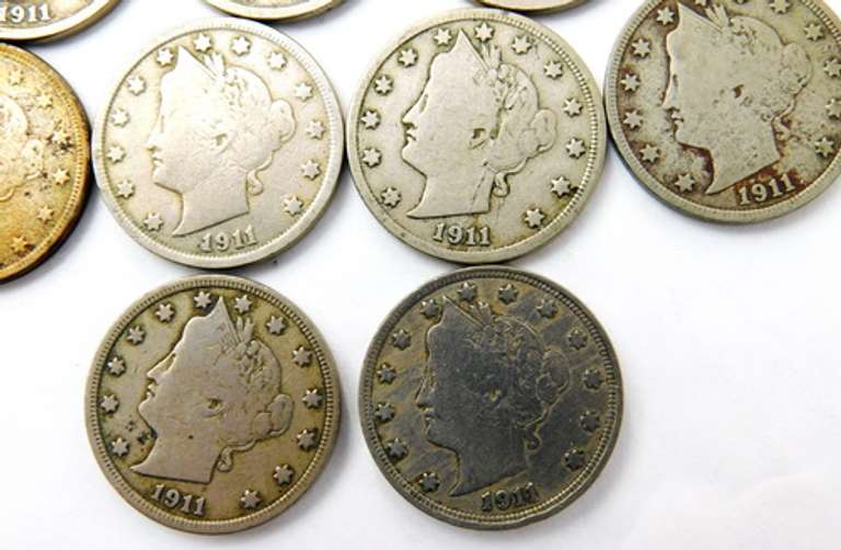 9 U.S. V Nickels, All 1911
